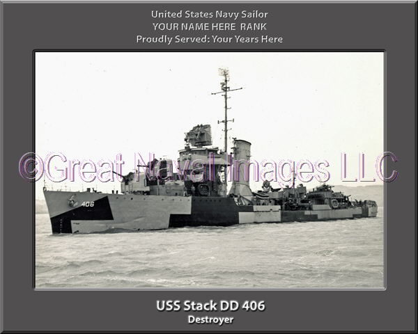 USS Stack DD 406 Personalized Navy Ship Photo