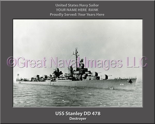 USS Stanley DD 478 Personalized Navy Ship Photo