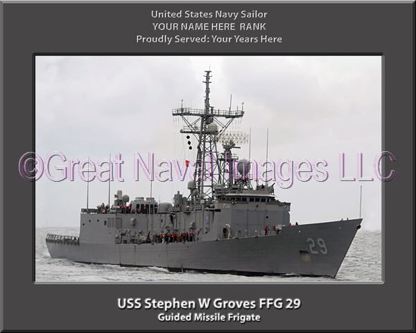 USS Stephen W Groves FFG 29 Personalized Ship Photo on Canvas