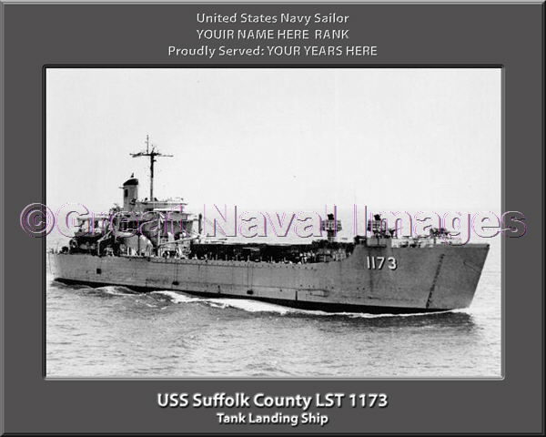 USS Suffolk County LST 1173 Personalized Navy Ship Photo