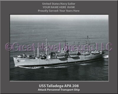 USS Talladega APA 208 Personalized Ship Photo on Canvas