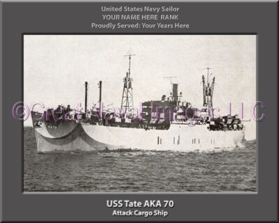 USS Tate AKA 70 Personalized Ship Photo on Canvas