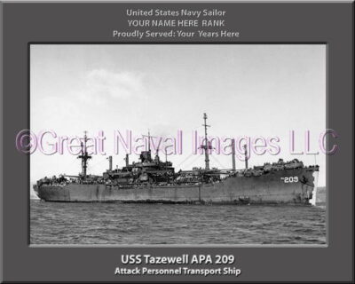USS Tazewell APA 209 Personalized Ship Photo on Canvas