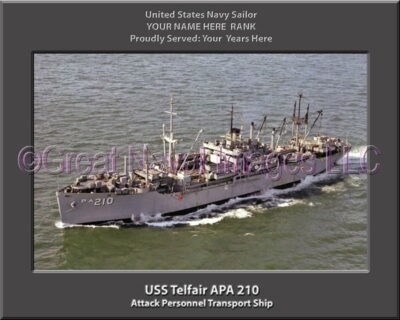 USS Telfair APA 210 Personalized Ship Photo on Canvas