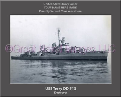 USS Terry DD 513 Personalized Navy Ship Photo