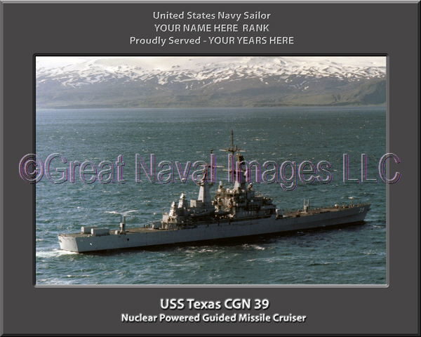 USS Texas CGN 39 Personalized Navy Ship Photo Printed on Canvas