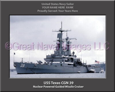 USS Texas CGN 39 Personalized Navy Ship Photo Printed on Canvas