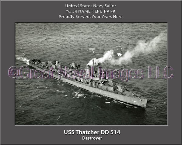 USS Thatcher DD 514 Personalized Navy Ship Photo