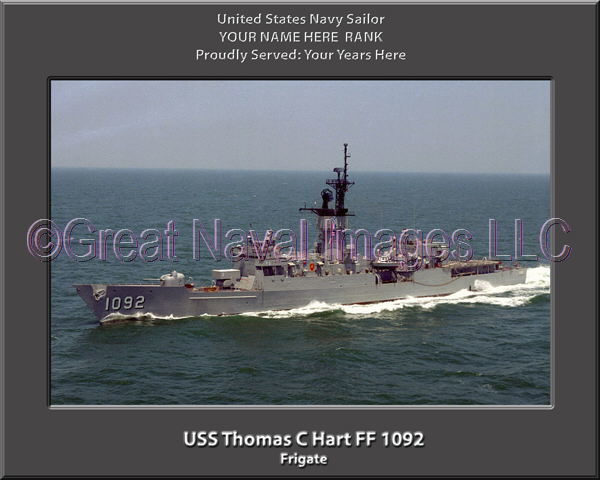 USS Thomas C Hart FF 1092 Personalized Ship Photo on Canvas