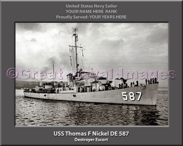 USS Thomas F Nickel DE 587 Personalized Navy Ship Photo