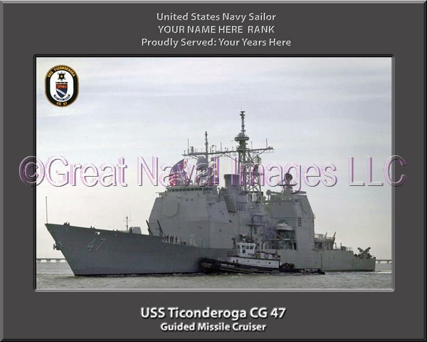 USS Ticondertoga CG 47 Personalized Navy Ship Photo Printed on Canvas