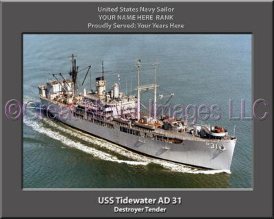 USS Tidewater AD 31 Personalization Navy Ship Photo