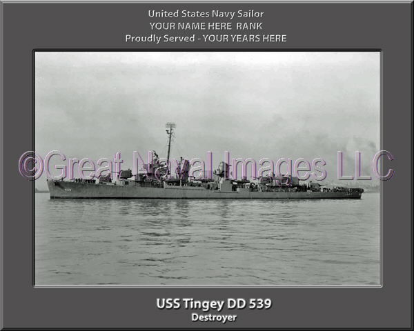 USS Tingey DD 539 Personalized Navy Ship Photo