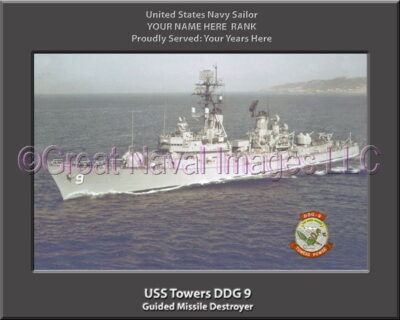 USS Towers DDG 9 Personalized Navy Ship Photo