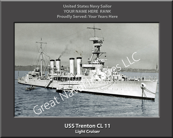 USS Trenton CL 11 Personalized Navy Ship Photo Printed on Canvas