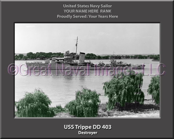 USS Trippe DD 403 Personalized Navy Ship Photo