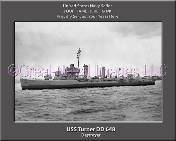 USS Turner DD 648 Personalized Navy Ship Photo