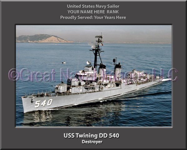 USS Twinging DD 540 Personalized Navy Ship Photo