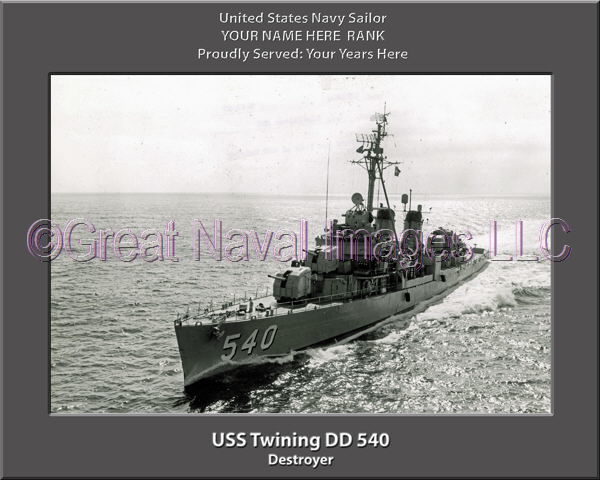 USS Twining DD 540 Personalized Navy Ship Photo
