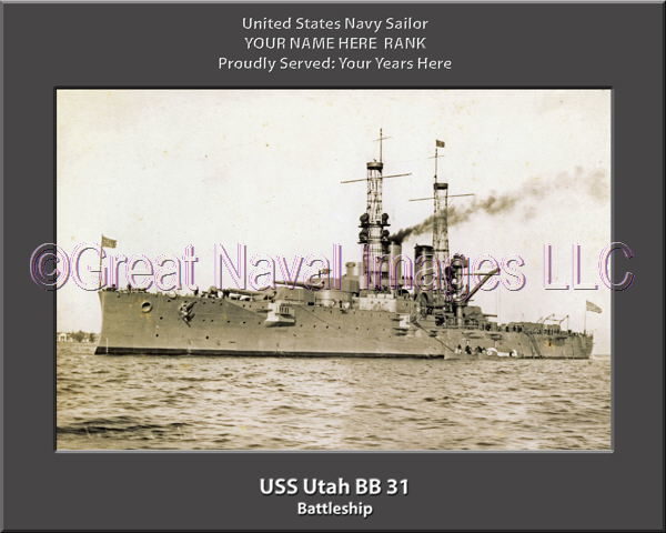 USS Utah BB 31 Personalized Photo on Canvas