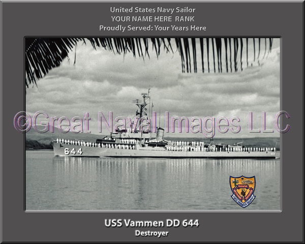 USS Vammen DD 644 Personalized Navy Ship Photo