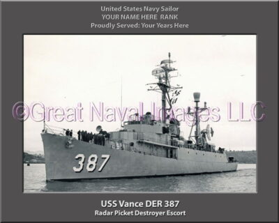 USS Vance DER 387 Personalized Navy Ship Photo