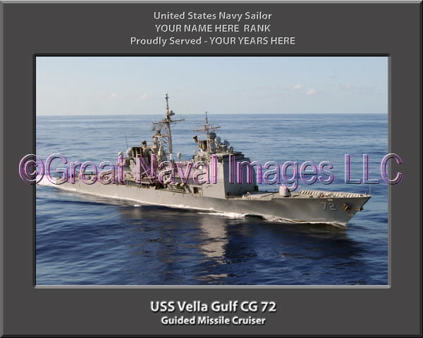 USS Vella Gulf CG 72 Personalized Navy Ship Photo Printed on Canvas
