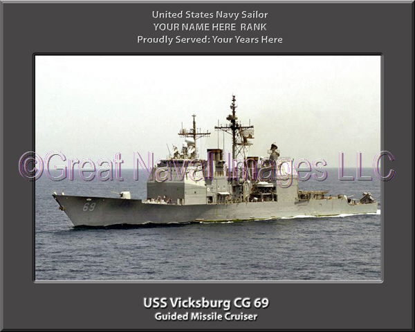 USS Vicksburg CG 69 Personalized Navy Ship Photo Printed on Canvas