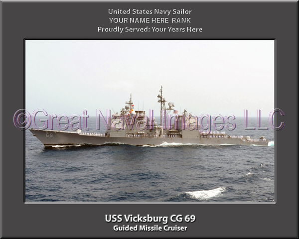 USS Vicksburg CG 69 Personalized Navy Ship Photo Printed on Canvas