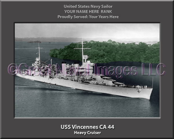 USS Vincennes CA 44 Personalized Navy Ship Photo Printed on Canvas
