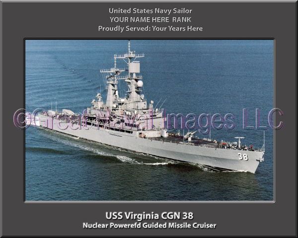USS Virginia CGN 38 Personalized Navy Ship Photo Printed on Canvas