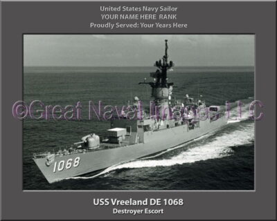 USS Vreeland DE 1068 Personalized Navy Ship Photo