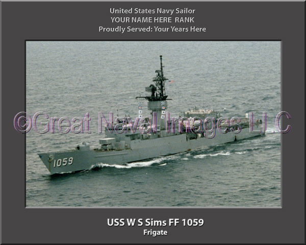 USS W S Sims FF 1059 Personalized Ship Photo on Canvas