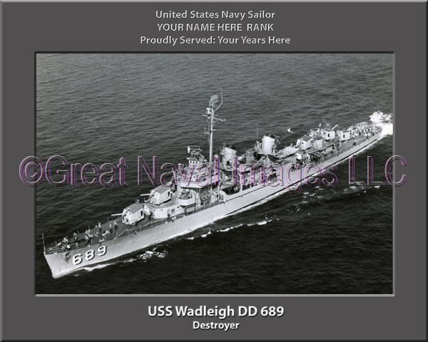 USS Wadleigh DD 689 Personalized Navy Ship Photo