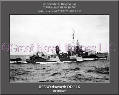 USS Wadsworth DD 516 Personalized Navy Ship Photo