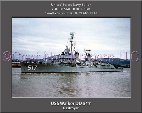USS Walker DD 517 Personalized Navy Ship Photo