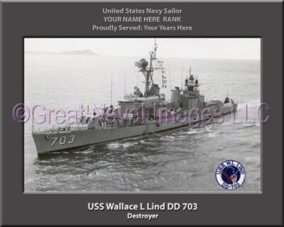 USS Wallace L Lind DD 703 Personalized Navy Ship Photo