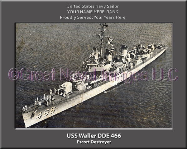 USS Waller DDE 466 Personalized Navy Ship Photo