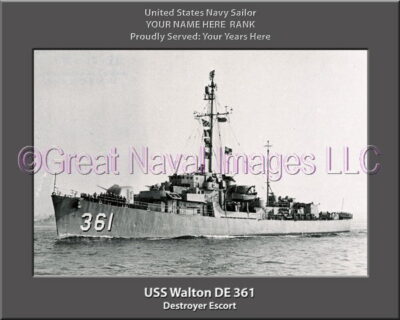 USS Walton DE 361 Personalized Navy Ship Photo
