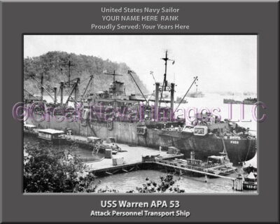 USS Warren APA 53 Personalized Ship Photo on Canvas