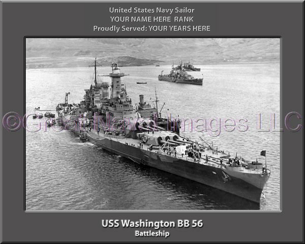 USS Washington BB 56 Personalized Photo on Canvas
