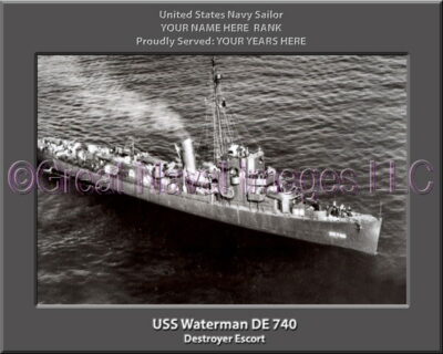 USS Waterman DE 740 Personalized Navy Ship Photo