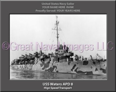 USS Waters APD 8 Personalized Navy Ship Photo