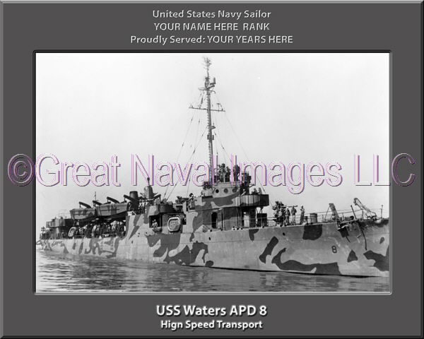 USS Waters APD 8 Personalized Navy Ship Photo