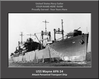 USS Wayne APA 54 Personalized Ship Photo on Canvas