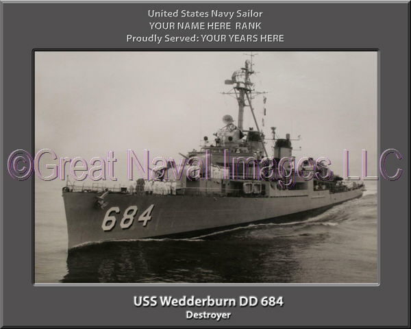USS Wedderburn DD 684 Personalized Navy Ship Photo