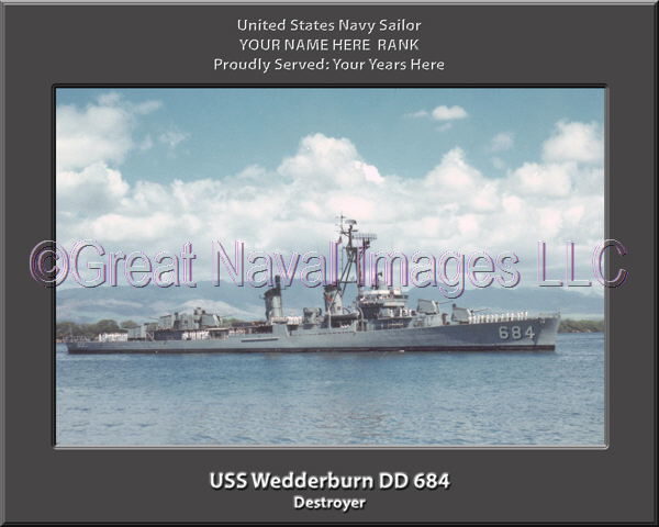 USS Wedderburn DD 684 Personalized Navy Ship Photo