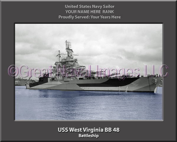 USS West Virginia BB 48 Personalized Photo on Canvas
