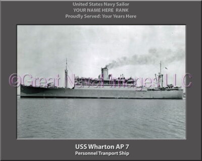 USS Wharton AP 7 Personalized Ship Photo on Canvas
