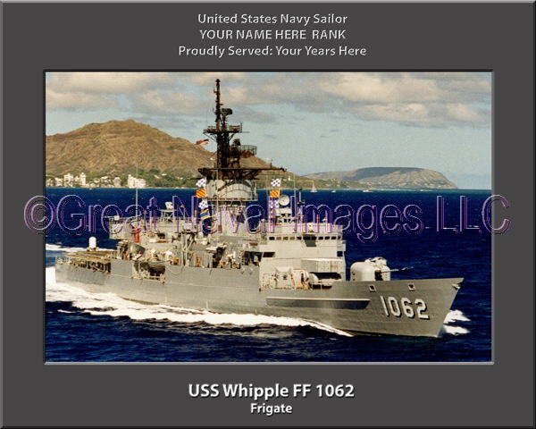USS Whipple FF 1062 Personalized Ship Photo on Canvas